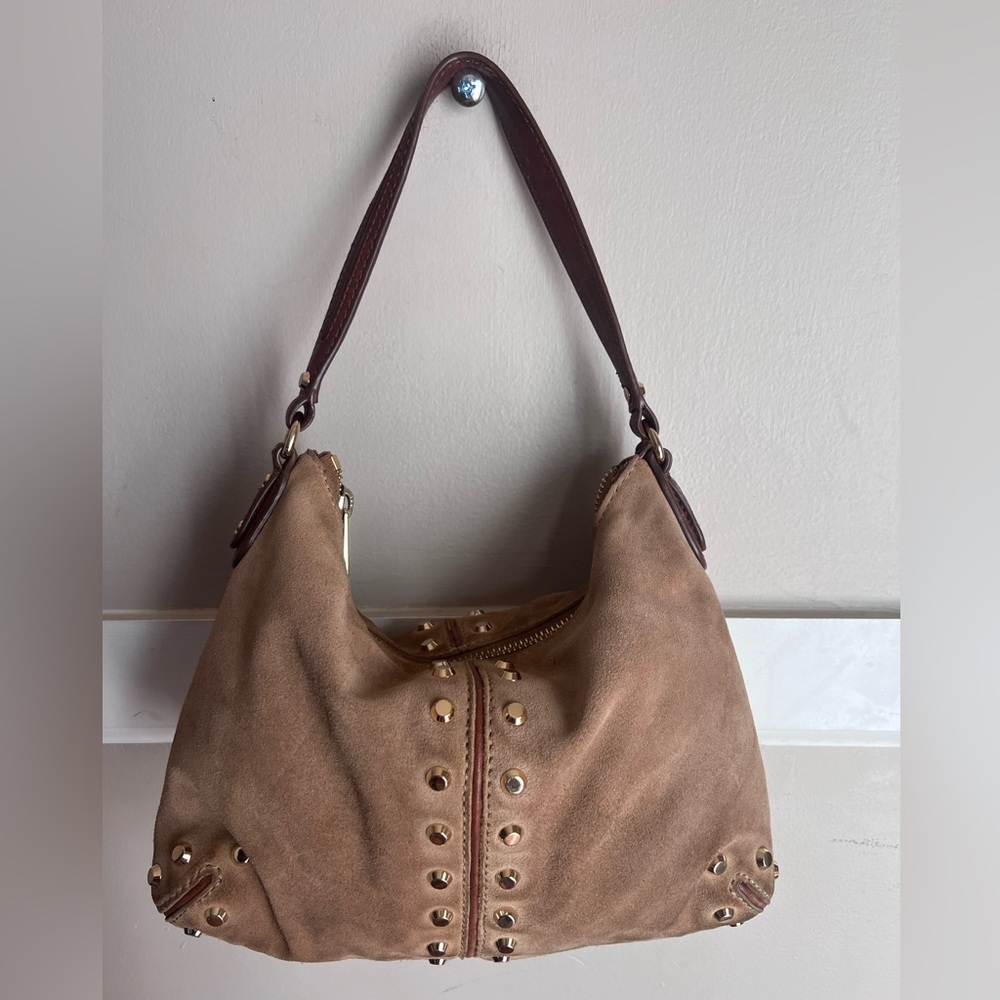 Michael Kors Tan Suede Hobo Bag with Studs - Picture 3 of 5